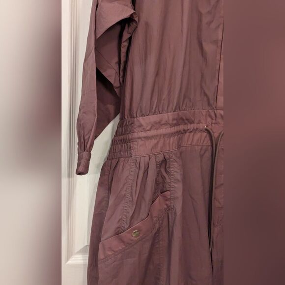 New Athleta x Alicia Keys brown Jumpsuit Open Back Utility snap front Plus Sz 22 - Picture 4 of 16